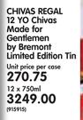 Chivas Regal 12 YO Chivas Made for Gentleman by Bremont Limited Edition Tin-12 x 750ml