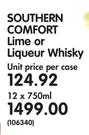 Southern Comfort Lime or Liqueur Whisky-12 x 750ml