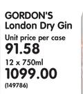 Gordon's London Dry Gin-12 x 750ml