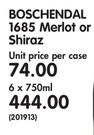 Boschendal 1685 Merlot or Shiraz-6 x 750ml