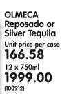 Olmeca Reposado or Silver Tequila-12 x 750ml
