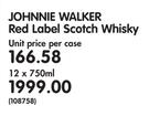 Johnnie Walker Red Label Scotch Whisky-12 x 750ml