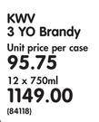 KWV 3 YO Brandy-12 x 750ml