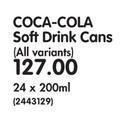 Coca-Col Soft Drink Cans (All Variants)-24 x 200ml