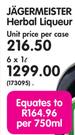 Jagermeister Herbal Liqueur-6x1Ltr