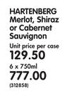 Hartenberg Merlot, Shiraz or Cabernet Sauvignon-6 x 750ml