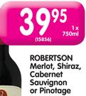 Robertson Merlot, Shiraz, Cabernet Sauvignon or Pinotage-750ml