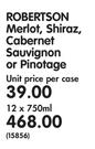 Robertson Merlot, Shiraz, Cabernet Sauvignon or Pinotage-12 x 750ml