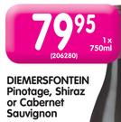 Diemersfontein Pinotage, Shiraz or Cabernet Sauvignon-750ml