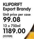 Klipdrift Export Brandy-12x750ml