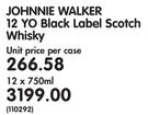 Johhnie Walker 12 YO Black label Scotch Whisky-12x750ml