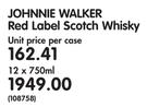 Johhnie Walker Red Label Scotch Whisky-12x750ml