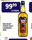 Red Heart Spiced Gold Carribean Rum-750ml