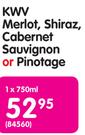 KWV Merlot, Shiraz, Cabernet Sauvignon Or Pinotage-750ml Each