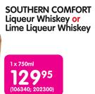 Southern Comfort Liqueur Whiskey Or Lime Liqueur Whiskey-750ml Each
