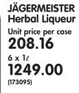 Jagermeister Herbal Liqueur-6 x 1Ltr