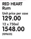 Red Heart Rum-12 x 750ml