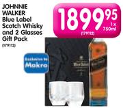 Johnnie Walker Blue Label Scotch Whisky & 2 Glasses Gift Pack-750ml