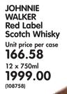 Johnnie Walker Red Label Scotch Whisky-12 x 750ml