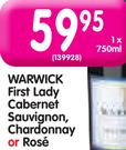 Warwick First Lady Cabernet Sauvignon, Chardonnay Or Rose-750ml