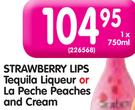 Strawberry Lips Tequila Liqueur Or La Peche Peaches And Cream-750ml