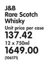 J&B Rare Scotch Whisky-12 x 750ml