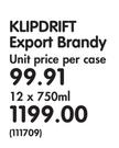 Klipdrift Export Brandy-12 x 750ml