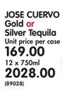 Jose Cuervo Gold or Silver Tequila-12 x 750ml