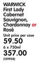 Warwick First Lady Cabernet Sauvignon, Chardonnay or Rose-6 x 750ml