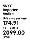 Skyy Imported Vodka-12 x 750ml