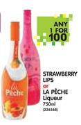 Strawberry Lips or La Peche Liqueur-750ml Each