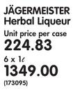 Jagermeister Herbal Liqueur-6 x 1Ltr/