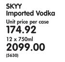 Skyy Imported Vodka-12 x 750ml