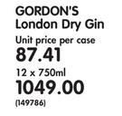 Gordon's London Dry Gin-12 x 750ml