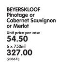 Beyerskloof Pinotage or Cabernet Sauvignon or Merlot-6 x 750ml