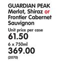 Guardian Peak Merlot, Shiraz or Frontier Cabernet Sauvignon-6 x 750ml