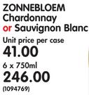 Zonnebloem Chardonnay or Sauvignon Blanc-6 x 750ml