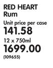 Red Heart Rum-12 x 750ml