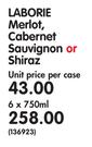 Laborie Merlot, Cabernet Sauvignon or Shiraz-6 x 750ml