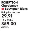 Robertson Chardonnay or Sauvignon Blanc-12 x 750ml