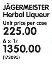 Jagermeister Herbal Liqueur-6 x 1Ltr