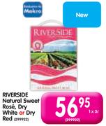 Riverside Natural Sweet Rose, Dry White or Dry Red-3Ltr-Each