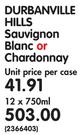 Durbanville Hills Sauvignon Blanc Or Chardonnay-12x750ml