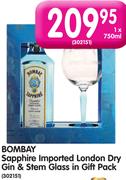 Bombay Sapphire Imported London Dry Gin & Stem Glass In Gift pack-750ml