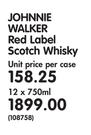 Johnnie Walker Red Label Scotch Whisky-12 x 750ml