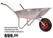 Galvanized Steel Wheelbarrow 80L L130cm x W61cm x D62cm  