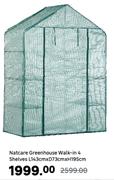 Natcare Greenhouse Walk In 4 Shelves L143cm x D73cm x H195cm