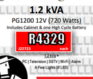 Modified Sine Wave Inverters 1.2 KVA PG1200 12V 720 Watts J22723-Each