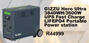Gizzu Hero Ultra 3840 WH/3600W UPS Fast Charge LifeP04 Portable Power Station