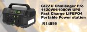 Gizzu Challenger Pro 1120Wh/1000W UPS Fast Charge LifeP04 Portable Power Station